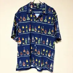 本日限定価格 希少 ciao チャオ 総柄シャツ L 紺 ボトル柄 レトロ 美品のサムネイル