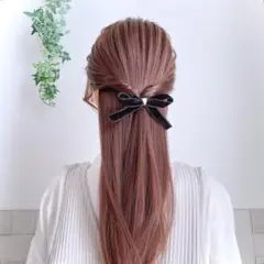 ベロアリボン ヘアカフス ポニーフック