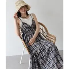 【BLUE EAST】チェック柄サイドリボンキャミワンピースのサムネイル