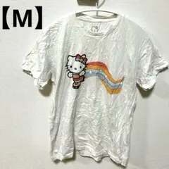 HELLO KITTY 【M】虹とキティプリント半袖Tシャツ 白