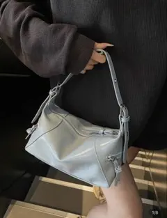 SHEIN ブルー レザー ショルダーバッグ