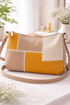 【美品】パッチワークデザインショルダーバッグ