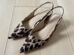 LE TALON レオパード柄 スリングバックウエッジ　24.5cmのサムネイル