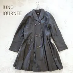 ジュノジュルネ ラムレザーロングコート（F）ブラウン Aライン　ペイズリー