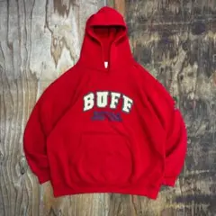 90s BUFF プルオーバーパーカー レッド VINTAGE USA ワッペン