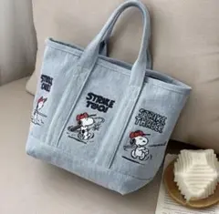 SNOOPY 野球刺繍 ハンドバッグ / トートバッグ