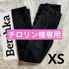 Bershkaベルシュカ ストレッチ ローライズ スキニーブラックデニム XS