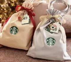 スターバックス ギフトバッグ ホリデーラッピングバッグ ゴールド&シルバー