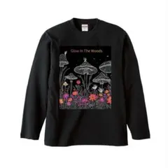 ロングスリーブTシャツ 可愛い 韓国 長袖Tシャツ ロンT キノコ ブラック L