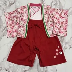 ベビー　袴ロンパース　女の子　花柄　ひなまつり　80