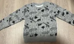 120 裏起毛　トレーナー　グレー　動物柄