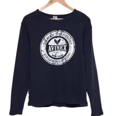 AVIREX アビレックス　長袖サーマルTシャツ　ロンT ロゴ　ネイビー　Lのサムネイル