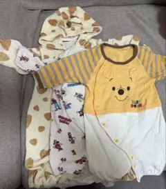 ディズニーカバーオール3点セット　長袖　50-70 ミッキー　プーさん　ドナルド