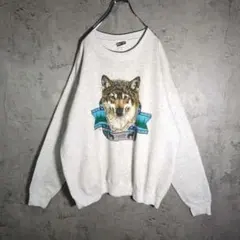 【USA製/XXL】90s 旧タグLee ウルフプリント スウェット 狼