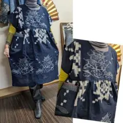 絵絣のチュニック　　　古布リメイク