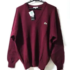 CHEMISE 　LACOSTE 　Vネックニット ボルドー