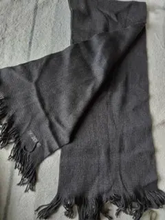 ZONE ダークグレー ニットマフラー フリンジ付き