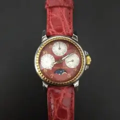 希少　レア　リトモラティーノ ムーンフェイズ ドームガラス 腕時計　美品 レッドのサムネイル