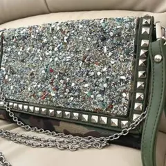 2WAY ビジュー スタッズ バッグ カモフラ ショルダーバッグ クラッチバッグ