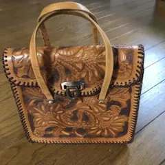 値下げ！　ハンドメイド　カービングバッグ