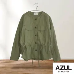 AZUL BY MOUSSY ノーカラー ジャケット ポケット 春アウター