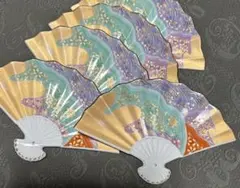有田焼　仁祥窯　金彩　色絵　扇型　銘々皿揃　５枚セット　古伊万里　春秋文　赤絵