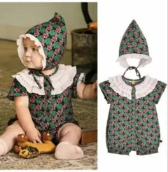 モイモルン 半袖ロンパース 緑