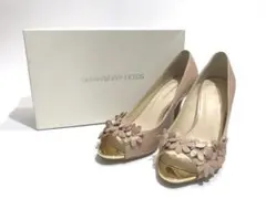 ストロベリーフィールズ パンプス オープントゥ 24.5cm ピンクベージュ系