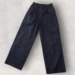 MUJI無印良品 婦人 ムラ糸 チノタックワイドパンツ S ダークグレー