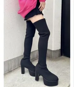 ❤︎GYDA チャンキーソールオーバーニーニットブーツ　23.5❤︎