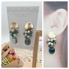 ゴールドピアス 手染めビーズ① ピアス