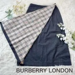バーバリー ロンドン ノバチェック デニム 巻きスカート L 大きいサイズ