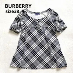 BURBERRY バーバリー　パフスリーブチュニック　紺　M ノバチェック