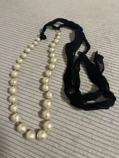 アダムエロペ コットンパールネックレス リボン付き