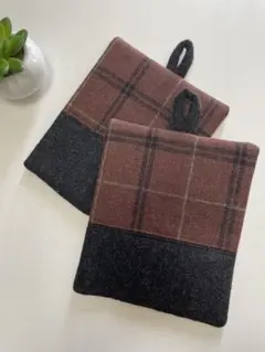 ポットマット2枚セット・鍋つかみ鍋敷き　ハンドメイド