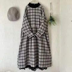 サマンサモスモス★コットンリネン＊前後2way＊チェックふんわりワンピース