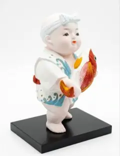 【伝統証紙付】伝統工芸 博多人形 「めで鯛」 童子 縁起物 　箱無しのサムネイル