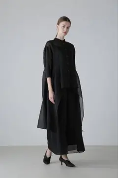 Curensologyカレンソロジー レイヤードギャザーブラウス ブラック