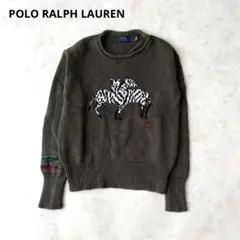 美品現行✨ポロラルフローレン　ゼブラ刺繍 コットンニット セーター XS