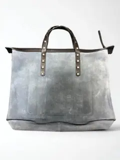 ジミーチュウ スエード トートバッグ スタッズ ロゴ型押し ファスナー グレー