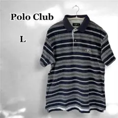 ポロクラブ PoloClub 綿100% ボーダー 半袖 ポロシャツ L ゴルフのサムネイル