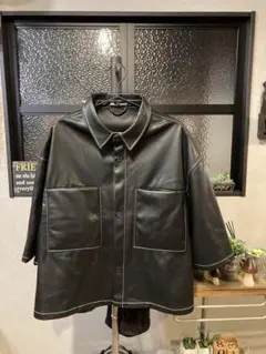 美品！ZARA フェイクレザー オーバーサイズ 半袖ジャケット　XL