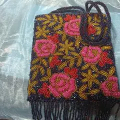 ビーズ刺繍 ハンドバッグ フリンジ付き