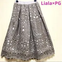 Liala×PG リアラ バイピージーフラワーレースタックスカート　モカS超美品のサムネイル
