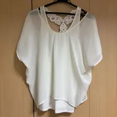 EGOIST ホワイトシフォン半袖トップス レース付き