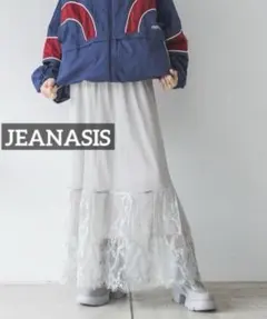 k0037 JEANASIS キリカエレーススカート ライトグレー