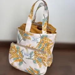ミモザトートバッグ、ポーチセット