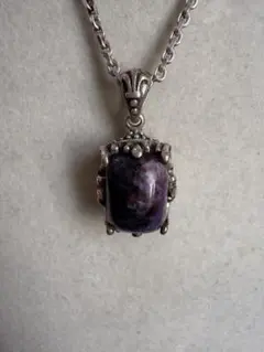シルバー925 紫色の石 チャロアイト ペンダント　ネックレス