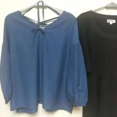 MK MICHEL KLEIN Vネック バッククロスゆったり8分袖P/O38