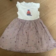 ファミリア　ワンピース　ヨット　110 フリル　ラインストーン　リボン